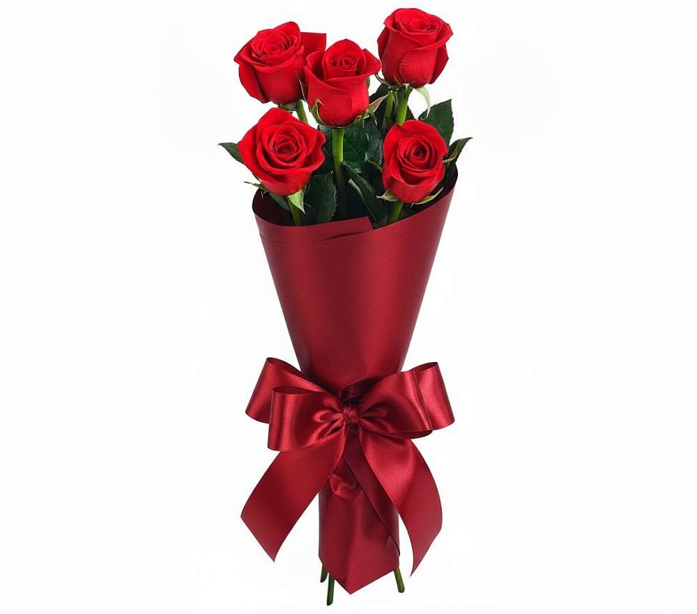 Букет 5 Красных роз Эдлесс Лав в Веселоярске