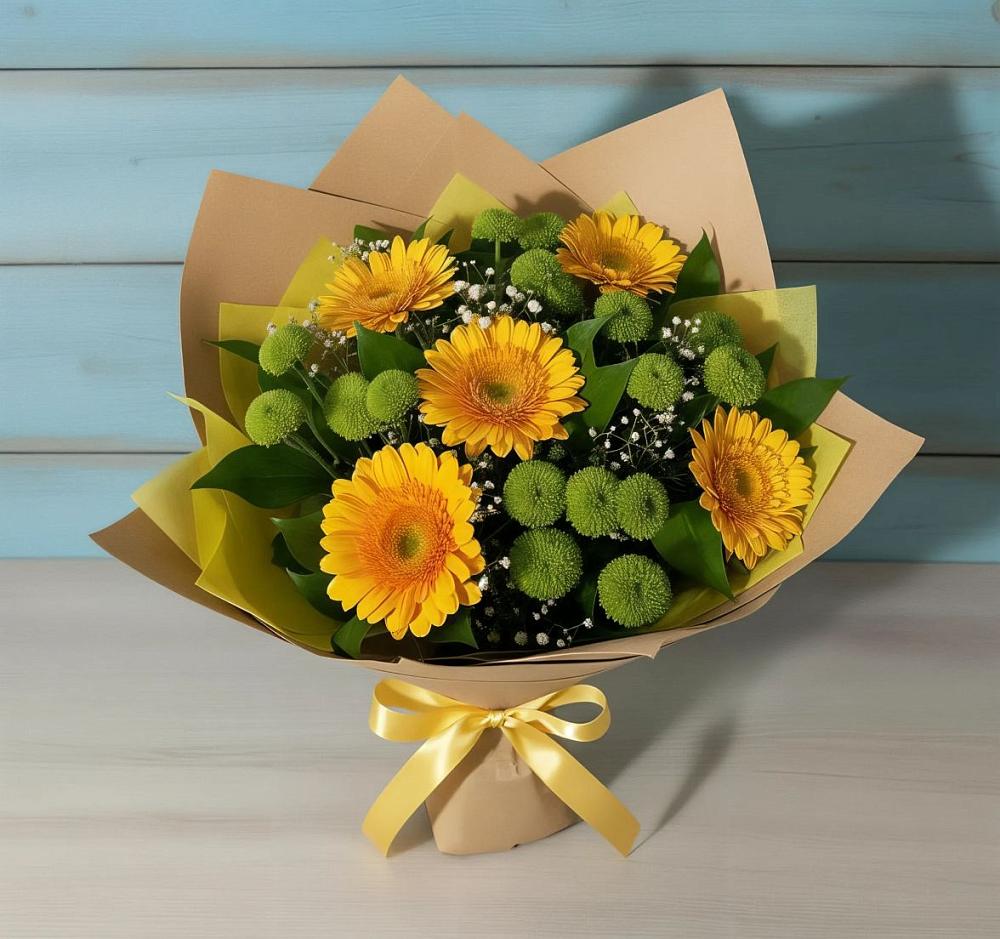 Букет цветов из: Герберы и Хризантемы в Веселоярске