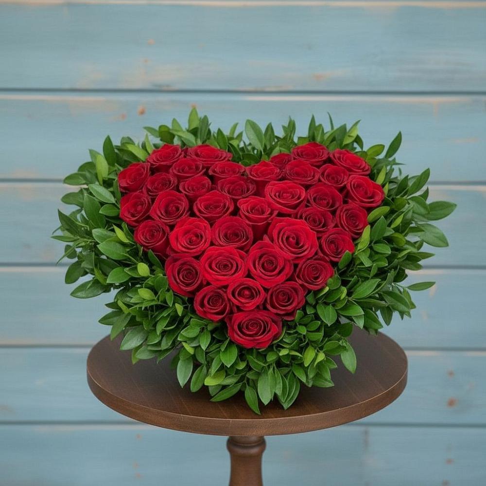 Цветочная композиция из Розы в виде сердца в Веселоярске