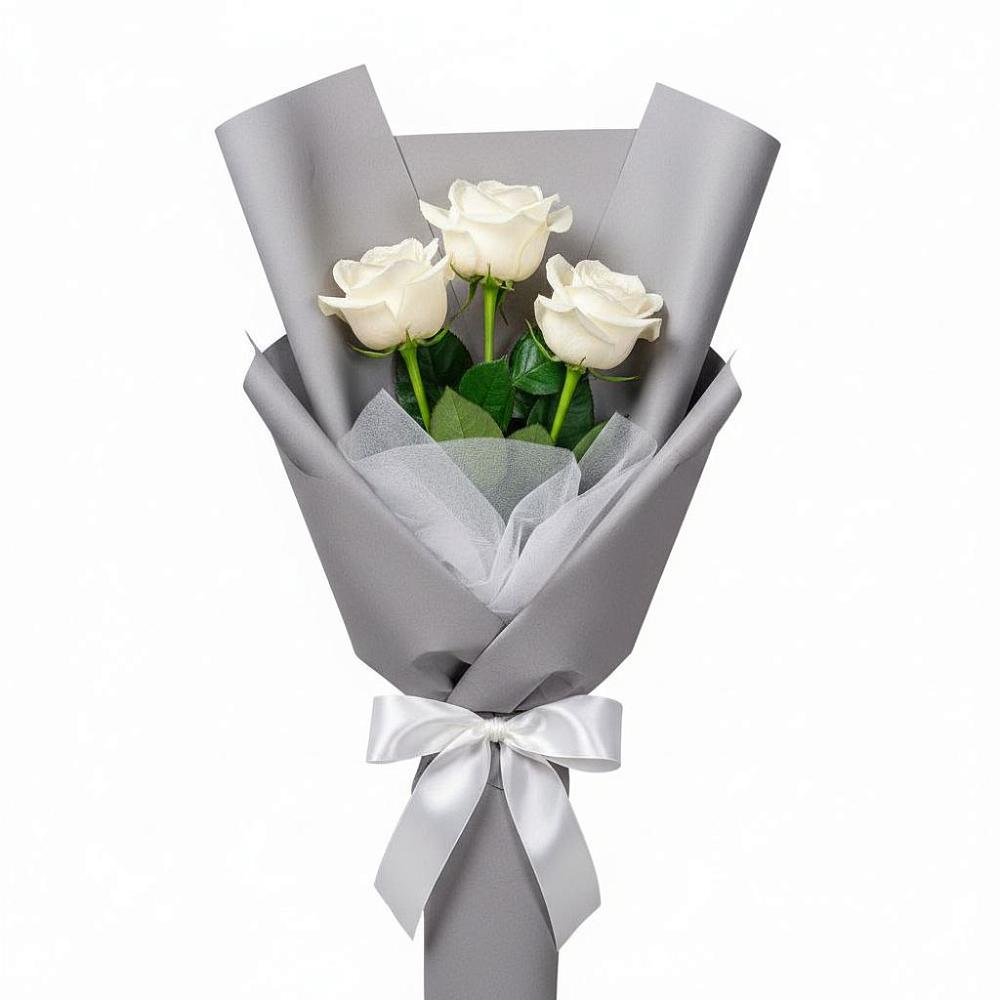 Букет 3 белые розы в Веселоярске