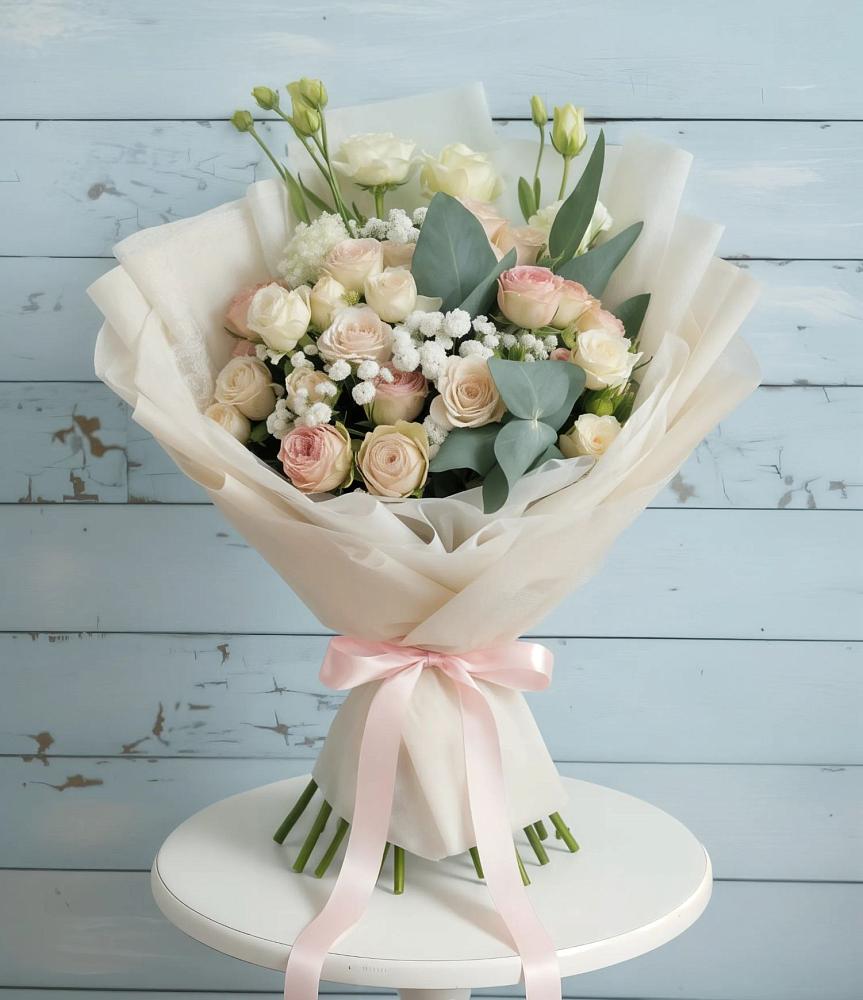 Букет цветов из: Розы и Лизиантусы в Веселоярске