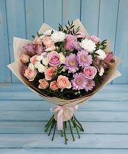 Букет цветов из:  Хризантемы, Розы и Альстромерии в Веселоярске